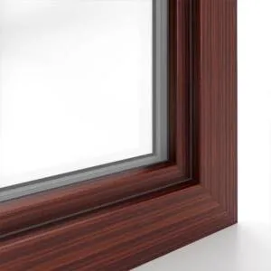 sample of decorative aluplast foil in mahogany colour