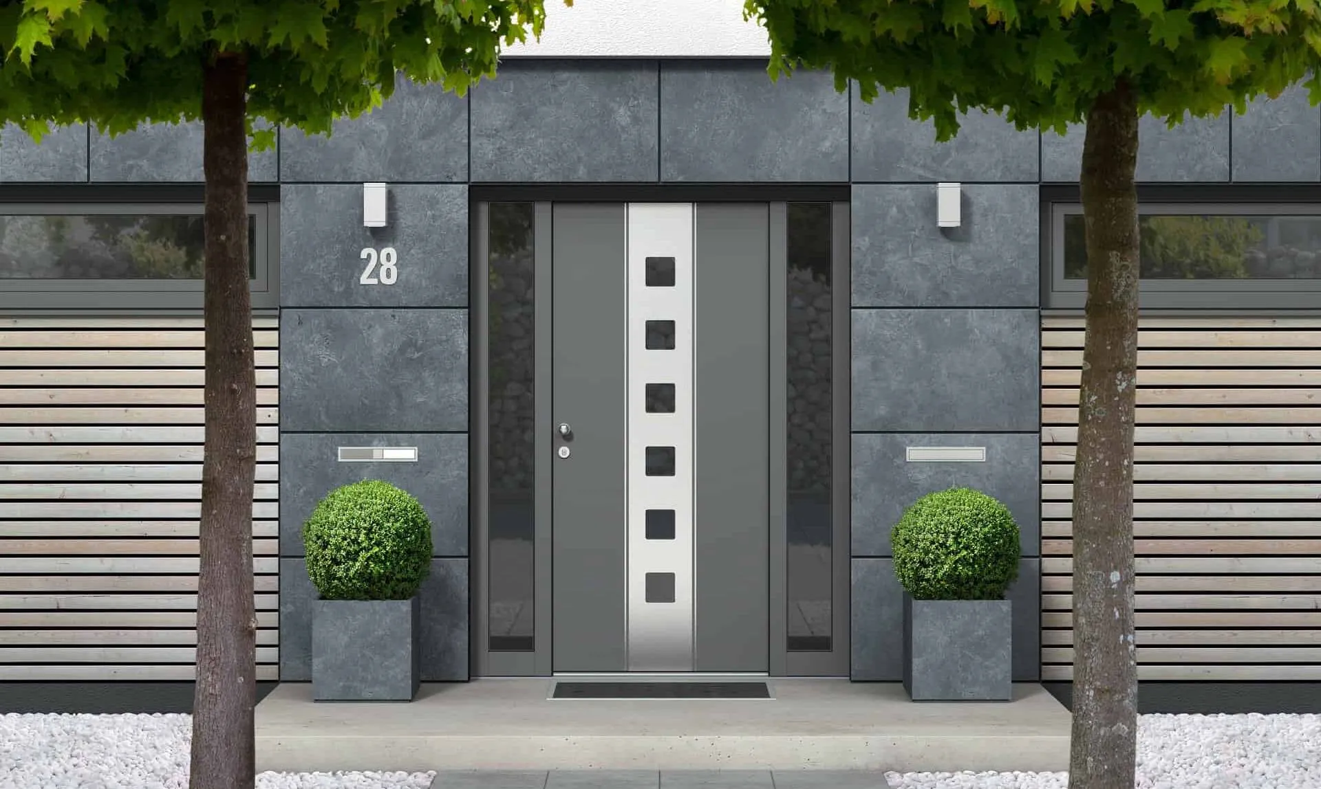 modern wooden doors in gray colour